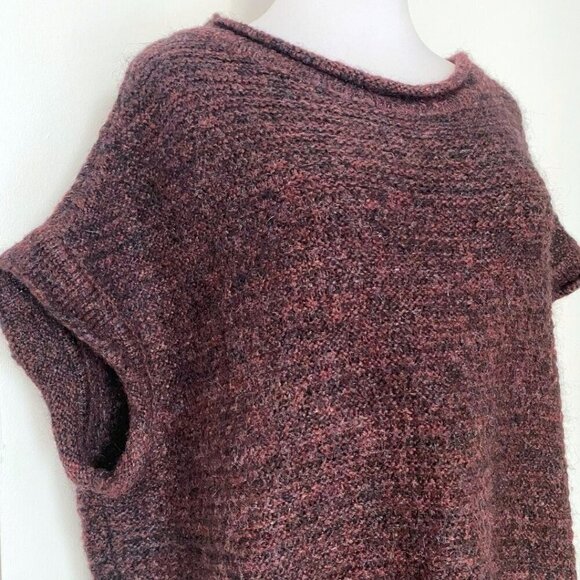 SARAH PACINI BURGUNDY WOOL MOHAIR BLEND BOAT NECK OVERSIZED TUNIC DRESS - XS - Picture 4 of 8